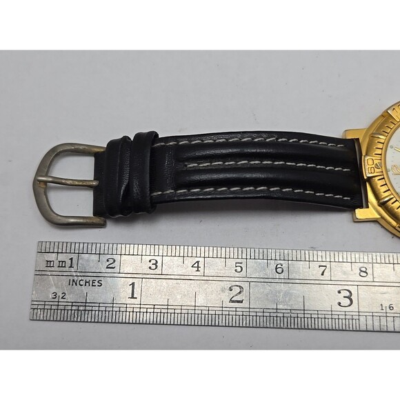 Gruen Sport Quartz Date Gold Tone Bezel 3ATM 100FT Mens Watch New Battery Analog - Picture 9 of 13